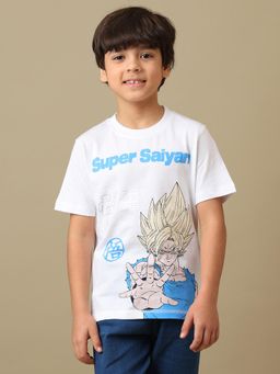 Kidsville - Official Super Saiyan Goku Graphic Printed Regular Cotton Tshirt For Boys