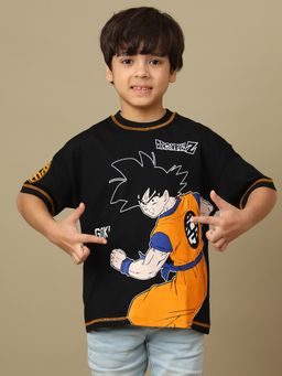 Kidsville - Official DBZ GOKU Graphic Printed Oversized Cotton Tshirt For Boys