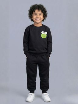 FUNKRAFTS - Unisex Black Looper Embroidered Sweatshirt with Jogger