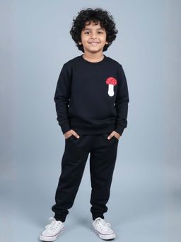 FUNKRAFTS - Unisex Black Looper Embroidered Sweatshirt with Jogger