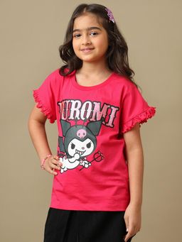 Kidsville - Official Hello Kitty Kuromi Printed Relaxed Fit Cotton Tshirt For Girls