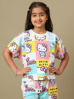Kidsville - Official Hello Kitty Graphic Printed Relaxed Fit Cotton Tshirt For Girls
