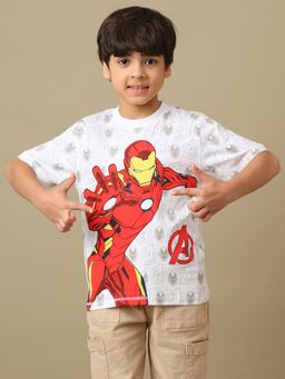 Kidsville - Official Marvel Comic Iron Man Printed Regular Fit Cotton Tshirt For Boys