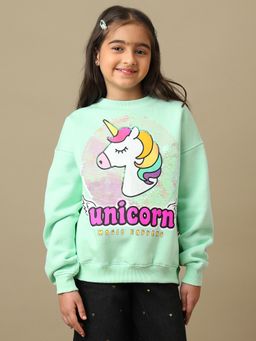 Kidsville - Unicorn Graphic Printed Oversized Sweatshirt For Girls