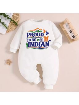 KNITROOT - Unisex White Cotton Printed Romper