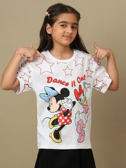 Kidsville - Official Mickey & Friends Printed Relaxed Fit Cotton Tshirt For Girls
