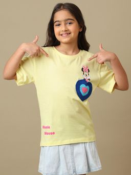 Kidsville - Official Minnie Mouse Graphic Printed Relaxed Fit Cotton Tshirt For Girls