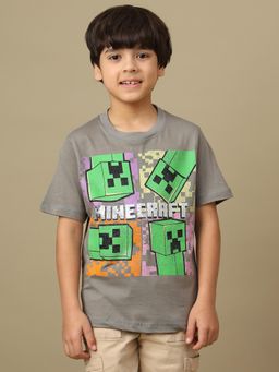 Kidsville - Official Minecraft Graphic Printed Regular Fit Cotton Tshirt For Boys