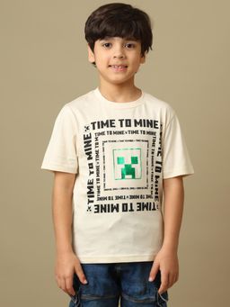 Kidsville - Official Minecraft Graphic Printed Regular Fit Cotton Tshirt For Boys