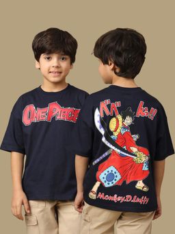 Kidsville - Official One Piece Luffy Graphic Printed Oversized Cotton Tshirt For Boys