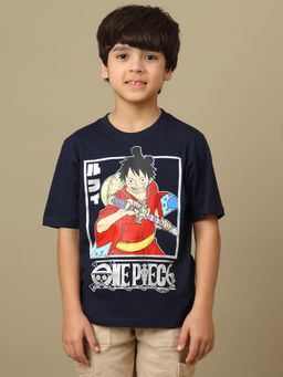 Kidsville - Official One Piece Luffy Graphic Printed Regular Fit Cotton Tshirt For Boys