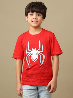 Kidsville - Official Marvel Comic Spiderman Printed Regular Fit Cotton Tshirt For Boys