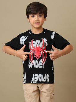 Kidsville - Official Marvel Comic Spiderman Printed Regular Fit Cotton Tshirt For Boys
