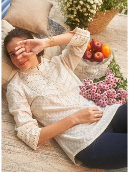 Lakshita - Ivory Black Top With Cut Work Details