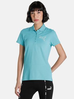 Puma - Graphic Cat Women Blue Polo T-shirt