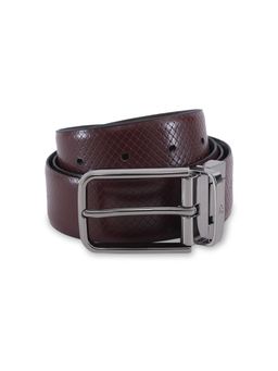 United Colors of Benetton - Men Reversible Leather Embossed Belt - Brown & Wine