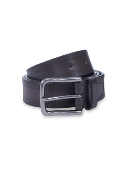 United Colors of Benetton - Men Leather Belt - Rolled Milled Textured Cocoa