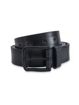 United Colors of Benetton - Men Leather Belt - Rolled Milled Textured Black