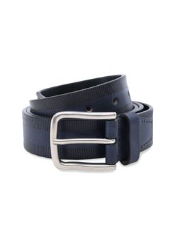 United Colors of Benetton - Men Leather Belt - Rolled Milled Textured Navy Blue