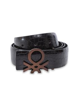 United Colors of Benetton - Men Leather Croco Textured Belt - Brown