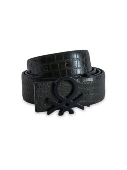 United Colors of Benetton - Men Leather Croco Textured Belt - Vineyard Green