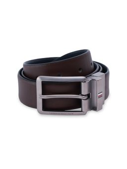 Tommy Hilfiger - Men Reversible Leather Textured Belt - Brown & Navy Blue