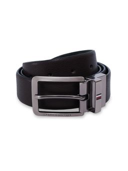 Tommy Hilfiger - Men Reversible Leather Pebbled Belt - Brown & Black