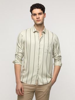 Crocodile - Men Ecru Stripe Fluid Shirt