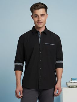 Dennis Lingo - Men Solid Cotton Regular Fit Full Sleeves Spread Collar Shirts