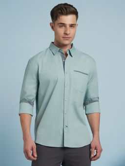 Dennis Lingo - Men Solid Cotton Regular Fit Full Sleeves Spread Collar Shirts