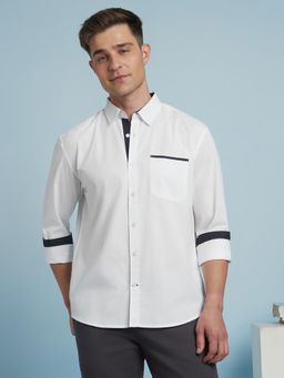 Dennis Lingo - Men Solid Cotton Regular Fit Full Sleeves Spread Collar Shirts