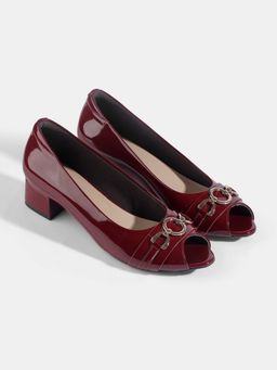Lemon & Pepper - Women Block Pump Heels - Maroon