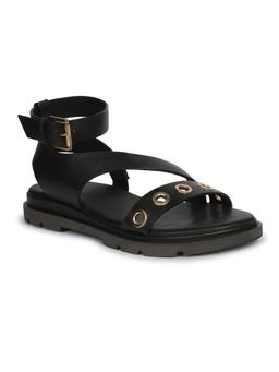 Viviblu - Women Black Leather Platform Sandals