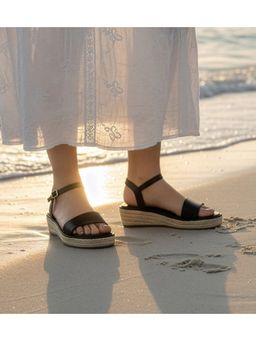 Pair ie Tales - Women Minimal Two-Strap Platform Sandals - Black - Black