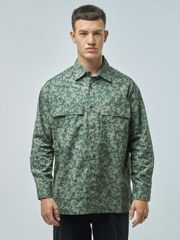 Bewakoof - Men's Green All Over Printed Oversized Shirt