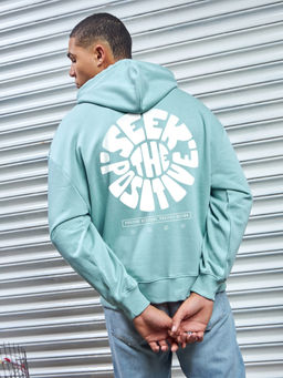 Bewakoof - Heavy Duty 1.0 Men's Green Peace Seeker Graphic Printed Oversized Hoodies