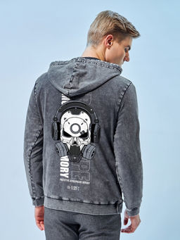 Bewakoof - Men's Grey Prototype Graphic Printed Hoodies