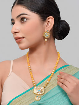 Silvermerc Designs - Gold Plated Kundan Jewellery Set ( Set of 2)