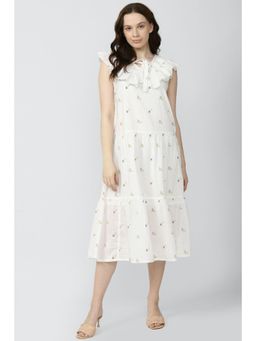 Van Heusen - Women White Print Midi Casual Dress