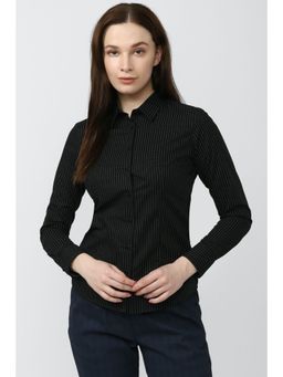 Van Heusen - Women Black Stripe Long Sleeves Casual Shirt