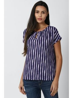 Van Heusen - Women Purple Stripe Formal Round Neck Top