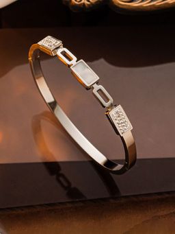 Designs & You - Stainless Steel Gold Plated Mother Of Pearls Geometric Bracelet