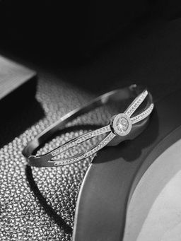 Designs & You - Stainless Steel Silver Plated Roman Numerals American Diamond Studded Bracelet