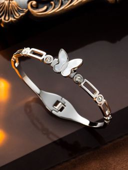 Designs & You - Silver Plated Butterfly Inspired Mother Of Pearls Contemporary Bracelet