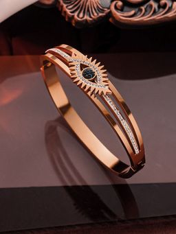 Designs & You - Stainless Steel Rose Gold Plated American Diamond Studded Evil Eye Bracelet