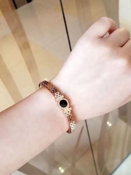 Designs & You - Stainless Steel Rose Gold Plated Roman Numerals Zig Zag Style Contemporary Bracelet