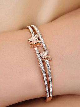 Designs & You - Gold, Rose Gold And Silver Plated Butterfly Inspired Ad Studded Bracelet