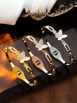 Designs & You - Gold, Rose Gold And Silver Butterfly Inspired Mother Of Pearls Contemporary Bracelet