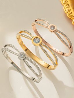 Designs & You - Gold, Rose Gold And Silver Roman Numerals American Diamond Bracelet