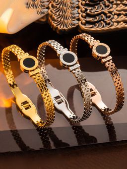 Designs & You - Gold, Rose Gold And Silver Roman Numerals Zig Zag Style Contemporary Bracelet